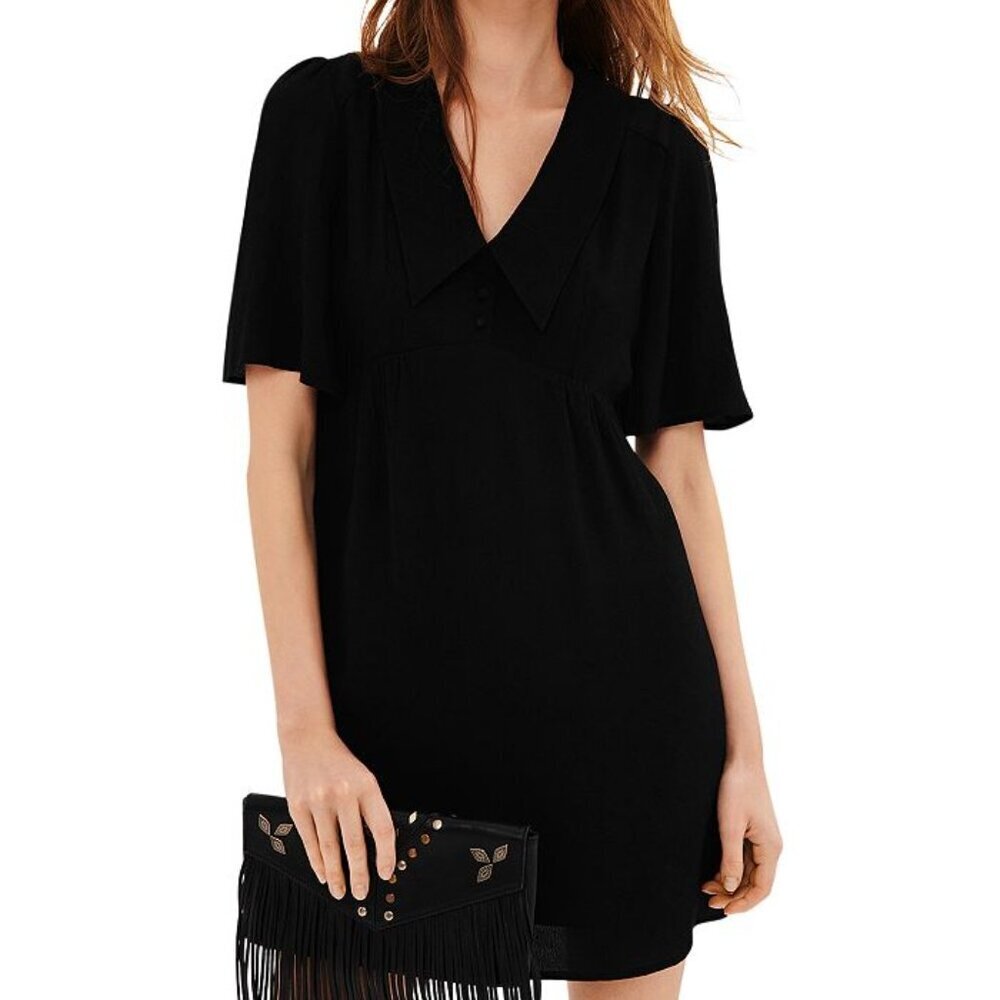 ba&sh Peyton Collared Black Mini Dress